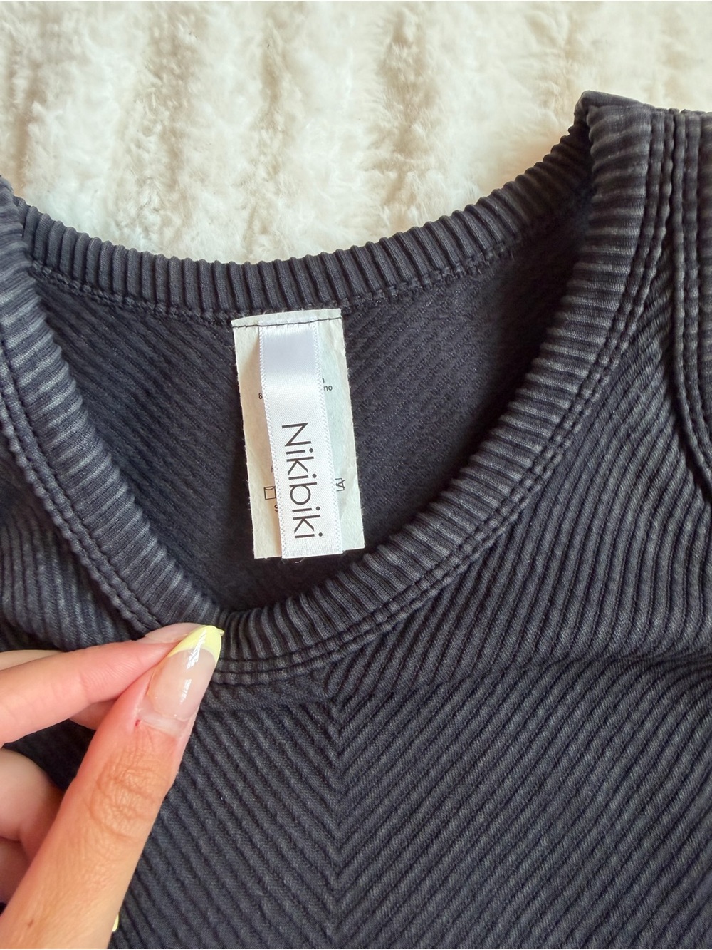 Nikibiki Black Ribbed Crop Tank OS - Picture 2 of 4